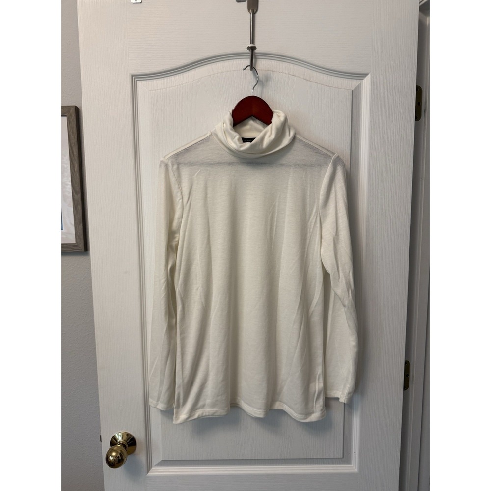 Ann Taylor Loft Womens Cream Turtleneck Knit Top Ivory Large Raglan Sleeve Tunic